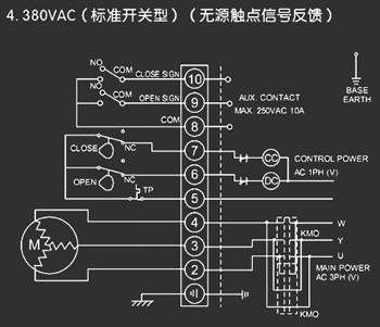 380VAC標(biāo)準(zhǔn)開關(guān)型<a href='http://xhtimes.com.cn/Product/diefa/diandongdiefa/' target='_blank'>電動<a href='http://xhtimes.com.cn/Product/diefa/' target='_blank'>蝶閥</a></a>接線圖