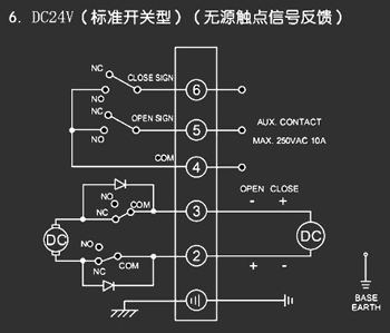ＤＣ24Ｖ標(biāo)準(zhǔn)開關(guān)型<a href='http://xhtimes.com.cn/Product/diefa/diandongdiefa/' target='_blank'>電動<a href='http://xhtimes.com.cn/Product/diefa/' target='_blank'>蝶閥</a></a>接線圖